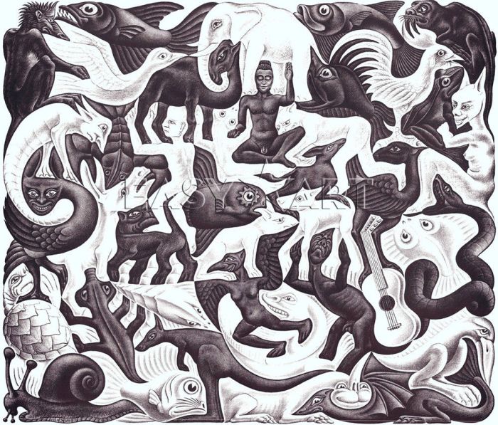 "Mosaik II".  Source: http://www.easyart.de/poster/M.C.-Escher/Mosaik-II-400045.html