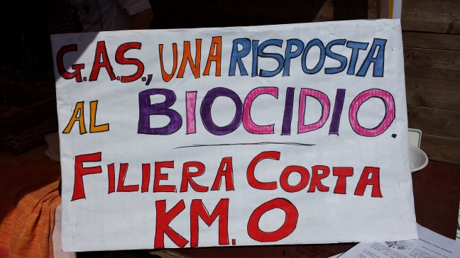“G.A.S. [Solidarity Purchase Group], an answer to the Biocide. Short supply chain Km. 0” from an event organized in the social cooperative of Chiaiano, 2014 (Source: Salvatore Paolo De Rosa)