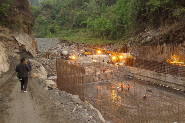 Construction works for the 97MW Tashiding hydropower project in West Sikkim, April 2015. Source: author. 